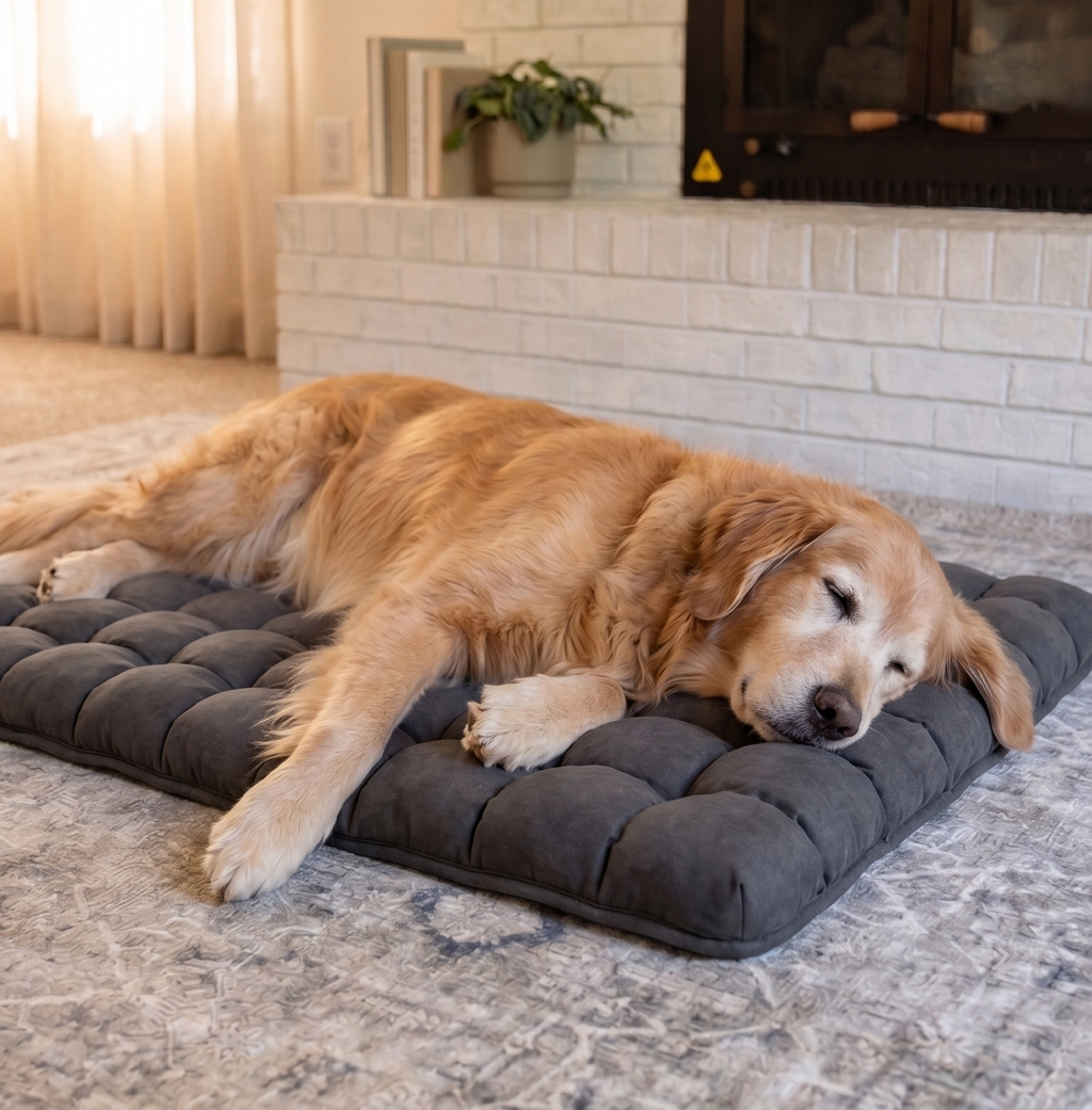 PawRelief Orthopedic Dog Bed providing joint support for dogs with arthritis.